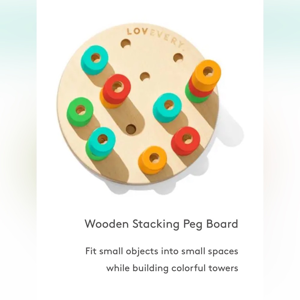Lovevery wooden stacking peg board, The Adventurer Play Kit for months 16-18